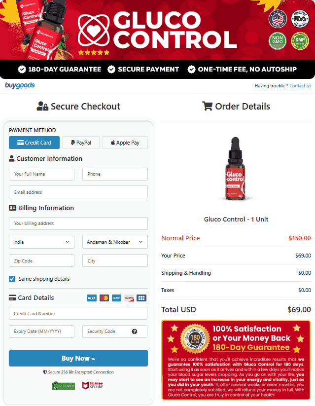 GlucoControl Checkout
